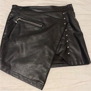 Nasty Gal Black Asymmetrical Faux Leather Skirt
